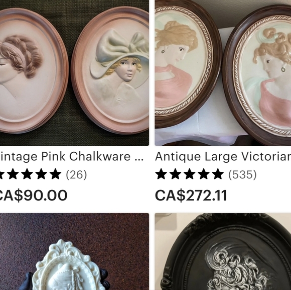 80s Victorian Cameo Wall Hangings - Picture 12 of 14